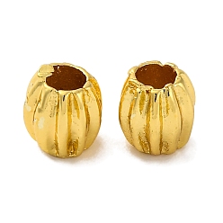 Настоящее золото 18K Латунная бусина с покрытием стойки, овальные гофрированные бусины, без свинца и без кадмия, долговечный, реальный 18 k позолоченный, 6.5x6.5x6 мм, отверстие : 3 мм