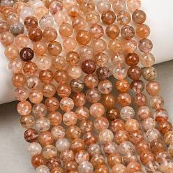Lodolite Quartz Natural Thousand Layer Phantom Quartz/Layered Lodolite Quartz Beads Strands, Smooth Round, 6.5mm, Hole: 0.7mm, about 60~61pcs/strand, 15.55''~15.75''(39.5~40cm)