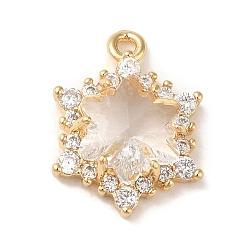 Прозрачный Латунь с кубическим цирконием подвеской, без кадмия, без никеля и без свинца, реальный 14 k позолоченный, гексаграмма, прозрачные, 17.5x13x5 мм, отверстие : 1.4 мм