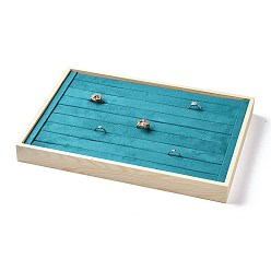 Dark Cyan Wooden Ring Presentation Display Boxes, Cover with Velvet, Rectangle, Dark Cyan, 35x24x3.5cm