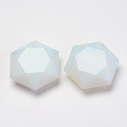 Опал Opalite подвески, шестиугольник, 28~29x25x9~10 мм, отверстие : 1.5 мм