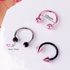(52) Непрозрачная лаванда 316l круглые/подковообразные кольца для носа из нержавеющей стали, разноцветные, 10 мм, штифты : 1.2 мм, 3 шт / комплект