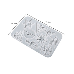 White DIY Food Grade Silicone Pendant Molds, Resin Casting Molds, Clay Craft Mold Tools, Rectangle, White, 133x195x9mm
