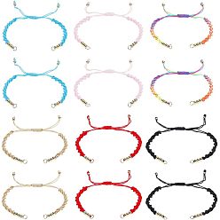 (52) Непрозрачная лаванда 12шт 6 цвета полуготовые плетеные браслеты из нейлоновой нити, с прыжковых колец, для изготовления браслетов с регулируемым соединителем, разноцветные, 6-1/8~11-1/4 дюйм (15.7~28.5 см), 0.5 см, 2 шт / цвет