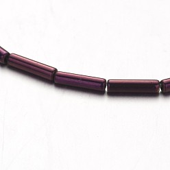 С Фиолетовым Покрытием Гальванизировать немагнитных синтетический гематит нитей бисера, трубка, с фиолетовым покрытием, 8x2 мм, отверстие : 1 мм, около 51 шт / нитка, 15.7 дюйм
