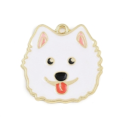 Белый Подвески из эмали и сплава, собачий шарм, золотые, белые, 26x26x1.5 мм, отверстие : 1.6 мм