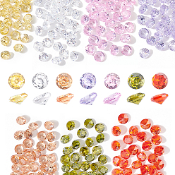 (52) Непрозрачная лаванда 420шт 7 цвета кубический цирконий кабошоны, класс А, граненые, алмаз, разноцветные, 3x2 мм, 60 шт / цвет