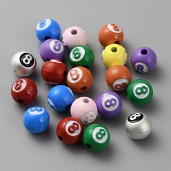 Mixed Color Spray Painted Alloy Beads, Round with Number 8, Mixed Color, 9x8.5mm, Hole: 2mm