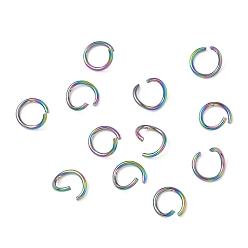 Rainbow Color 304 кольца прыжок из нержавеющей стали, круглые кольца, открытые кольца прыжок, Радуга цветов, 8x1 мм, внутренний диаметр: 6 мм