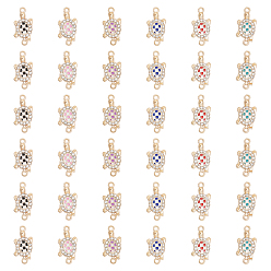 (52) Непрозрачная лаванда 36шт 6 цветной эмалевый сплав подвески разъема, черепаховые ссылки, золотой свет, с кристально горный хрусталь, разноцветные, 23x13x3 мм, отверстия : 1.6 mm и 2 мм