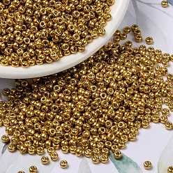 (RR4203) Duracoat Galvanized Yellow Gold MIYUKI Round Rocailles Beads, Japanese Seed Beads, 11/0, (RR4203) Duracoat Galvanized Yellow Gold, 8/0, 3mm, Hole: 1mm, about 19000~20500pcs/pound