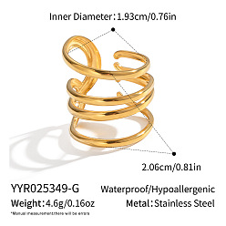 Настоящее золото 18K 304 открытые манжеты из нержавеющей стали для женщин, реальный 18 k позолоченный, 20.6 мм, размер США 9 1/2 (19.3 мм)