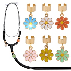 (52) Непрозрачная лаванда 6 шт 6 цвета сплав эмаль стетоскоп подвеска украшения, хризантема, с 304 фурнитурой из нержавеющей стали, золотые, разноцветные, 26 мм, 1 шт / цвет