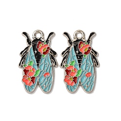 Платина Подвески из эмали и сплава, насекомое, платина, 25x15.5x1.5 мм, отверстие : 1.8 мм