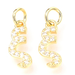 Letter X Messing Mikro ebnen Zirkonia Charme, mit Ringe springen, cadmiumfrei und bleifrei, griechisches Alphabet, echt 18 k vergoldet, letter.x, 13.5x6x1.85 mm, Sprungring: 5x0.85 mm, Bohrung: 3.3 mm