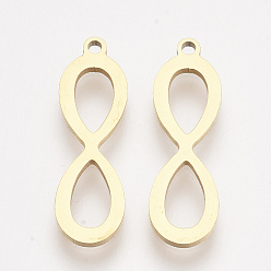 Golden 201 Stainless Steel Pendants, Laser Cut Pendants, Infinity, Golden, 22.5x6.5x1mm, Hole: 1.2mm