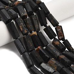 Турмалин Натуральный черный турмалин бисер нитей, граненые, колонка, класса AB, 11~18x7~8.5x6~8 мм, отверстие : 1.4 мм, около 31~32 шт / нитка, 15.55~17.20'' (39.5~43.7 см)