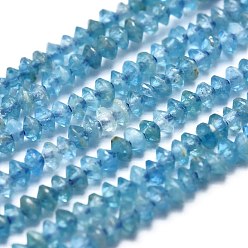 Deep Sky Blue Natural Apatite Beads Strands, Faceted, Bicone, Deep Sky Blue, 2x1mm, Hole: 0.5mm, about 390pcs/Strand, 15.35 inch(39cm)