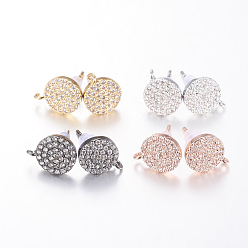 (52) Непрозрачная лаванда Латунные серьги-гвоздики из циркония, с петлей, без свинца и без кадмия, плоско-круглые, прозрачные, разноцветные, 11x9x2 мм, отверстия: 1 мм, контактный: 0.8 мм