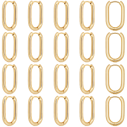 Настоящее золото 18K 10 пары 202 овальные серьги-кольца Huggie из нержавеющей стали, с 304 штифтов из нержавеющей стали, вакуумное покрытие pvd, реальный 18 k позолоченный, 25x16x3 мм