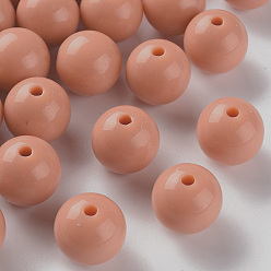 Темный Лосось Непрозрачные акриловые бусины, круглые, темный лосось, 16x15 мм, отверстие : 2.8 мм, Около 22000 шт / 50000 г