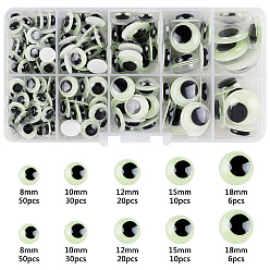 Rectangle Полукруглые светящиеся пластиковые кабошоны с покачивающимися глазами, светится в темноте, для изготовления кукольных игрушек своими руками изготовление плюшевых животных, прямоугольные, 127x68x23 мм, 232 шт / коробка