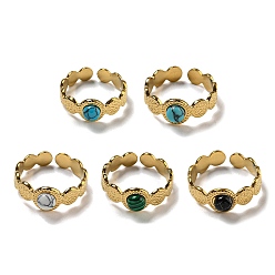 Настоящее золото 18K Ионное покрытие (IP) 304 нержавеющая сталь с кольцом из синтетического драгоценного камня, круглые, реальный 18 k позолоченный, регулируемый