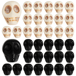 (52) Непрозрачная лаванда 80шт. 2 виды синтетических магнезитовых бусин, окрашенные, для Хэллоуина, череп, разноцветные, 12x10 мм, отверстие : 1 мм, 40 шт / стиль