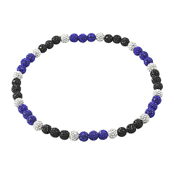 Капри Синий 1 ожерелья из полимерной глины с круглыми бусинами и стразами, Капри синий, 17.72 дюйм (45 см)