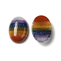 Смешанные камни Кабошоны чакры из натуральных смешанных драгоценных камней, плоский зад, овальные, 18.5x13.5x5.5 мм