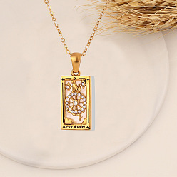 Белый Ожерелья с подвесками таро из нержавеющей стали и эмалью, золотые, белые, 17.72 дюйм (45 см)