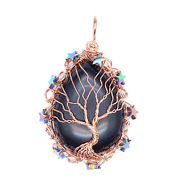 Обсидиан Природные подвески обсидиана, слеза, 63x40x11 мм