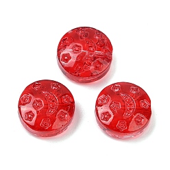 Красный Прозрачные стеклянные бусины, Плоский круглый с луной и звездой, спекающийся лак, красные, 13x6 мм, отверстие : 1 мм