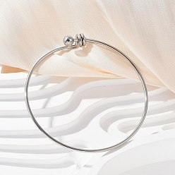 Нержавеющая Сталь Цвет 304 браслеты из нержавеющей стали для женщин, 201 шарик из нержавеющей стали, цвет нержавеющей стали, 3/8 дюйм (1 см), внутренний диаметр: 2-3/8x2-1/2 дюйм (6x6.4 см)