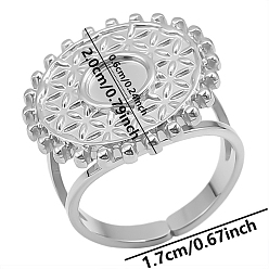 Нержавеющая Сталь Цвет Фурнитура для манжетных колец из нержавеющей стали, устойчивой к потускнению, настройки кольца чашки безеля с круглым лотком, цвет нержавеющей стали, плоско-круглые, плоско-круглые: 20 mm, внутренний диаметр: 17 мм, лоток : 6 мм