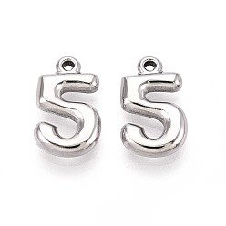 Нержавеющая Сталь Цвет 304 подвески из нержавеющей стали, число 5, цвет нержавеющей стали, 17x10x3 мм, отверстие : 1.4 мм