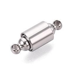 Нержавеющая Сталь Цвет Магнитные застежки, нержавеющая сталь 304, колонка, с винтовыми зажимами, цвет нержавеющей стали, 22x8 мм, отверстие : 2.2 мм