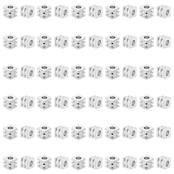 Платина 60 шт. Латунные распорные втулки, кубические, платина, 4x4x4 мм, отверстие : 2 мм, 60 шт / комплект