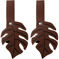 Кокосово-Коричневый 2 шт. зажимы для кардигана из искусственной кожи с листьями, зажимы воротника свитера, со сплавом, кокосового коричневый, 160x68x11 мм