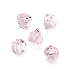 Розовый Стекло имитация австрийских хрустальных бусин, многоугольник, граненые, туманная роза, 7x7.5x7.5 мм, отверстие : 1.2 мм