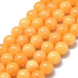 Золотистый Натуральный Malaysia нефритовые бусы пряди, окрашенная и подогревом, круглые, золотые, 10 мм, отверстие : 1.2 мм, около 39 шт / нитка, 14.96 дюйм (38 см)