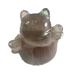 Флюорит Резные целебные статуэтки счастливого кота из натурального флюорита, Украшения из камня с энергией Рейки, 60x50x60 мм