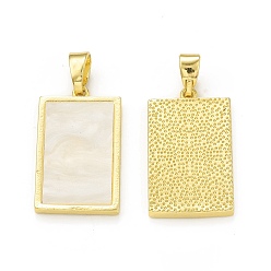 Golden Plastic Pendants, with Rack Plating Brass Findings, Cadmium Free & Lead Free, Long-Lasting Plated, Rectangle Charm, Golden, 25x15x2.5mm, Hole: 6x4.5mm