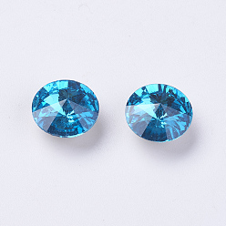 Аквамарин K 9 горный хрусталь заостренный назад, горный хрусталь Риволи, класс А, с покрытием на задной стороне, конус, аквамарин, 6x3 мм