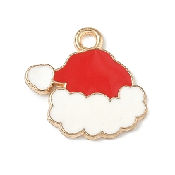 Hat Рождественские эмали сплава подвески, золотой свет, Рождество шляпе, 16.5x17x1.3 мм, отверстие : 1.8 мм