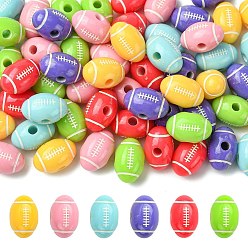 Mixed Color 60Pcs 6 Colors Opaque Acrylic European Beads, Large Hole Beads, Rugby, Mixed Color, 12.5x18.5x11.5mm, Hole: 4mm, 10pcs/set