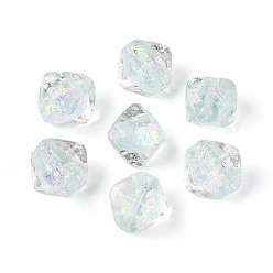Аквамарин Ручной стеклянные фольга бисер пряди, двухконусные, аквамарин, 12~14.5x14.5~16x14.5~16 мм, отверстие : 1~1.4 мм, около 30 шт / нитка, 15.16~15.55 дюйм (38.5~39.5 см)