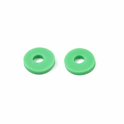 Medium Sea Green Eco-Friendly Handmade Polymer Clay Beads, Disc/Flat Round, Heishi Beads, Medium Sea Green, 6x1mm, Hole: 2mm, about 23500pcs/1000g