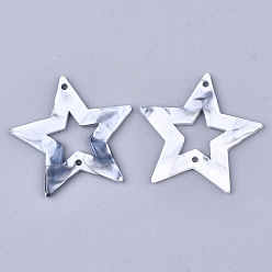 Creamy White Acrylic Links, Imitation Gemstone Style, Star, Creamy White, 42.5x44.5x2.5mm, Hole: 2mm, about 235pcs/500g