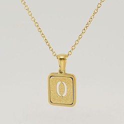Letter O 304 подвеска в форме прямоугольника из нержавеющей стали с полыми буквами, ионное покрытие (ip), матовый стиль, реальный 18 k позолоченный, Письмо O, 17.72 дюйм (45 см)